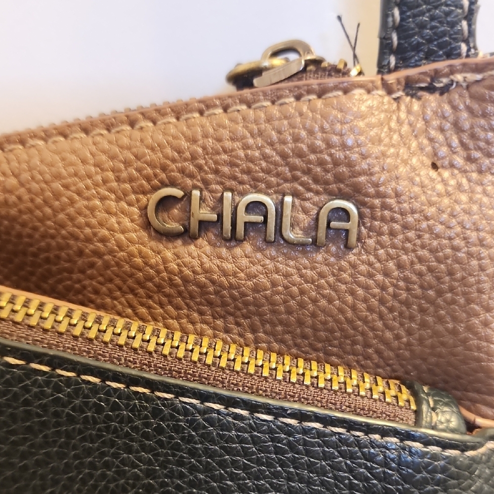 Chala Blue and Brown Crossbody Bag with Leaf and Dragonfly Accents - Picture 3 of 13